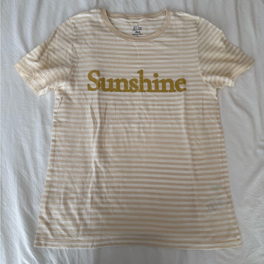 Women’s J.Crew Cream and White Striped ‘Sunshine’ Graphic Tee